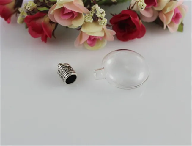 5 шт/лот мини-круглые стеклянные бутылки кувшины Подвески с металлической пряжкой для изготовления Одуванчик ожерелье DIY аксессуары