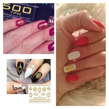 Nail Sticker 3D Decal Hot Gold Stickers DIY Nail Art Salon Metallic Flowers Silver Nail Tips Accessory Decoration