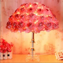 Романтическая мода творческие ткани розы с украшением в виде кристаллов Led E27 настольная лампа для свадебного декора Спальня ночной бар лампы AC 80-265 в 1527