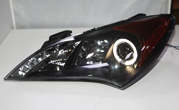 For HYUNDAI Rohens Genesis Coupe LED Head Lamp Angel Eyes 2009 20102011 2012 Year Headlights Amber Reflector