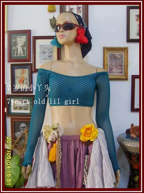 

Transparent thin belly dance long sleeve on Finger Top CG63-68