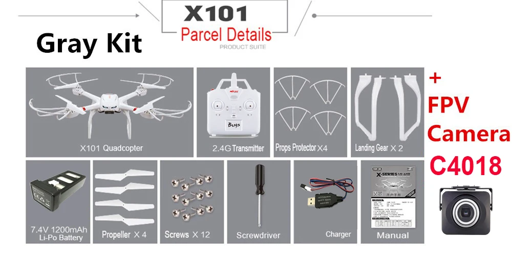 Профессиональный RC дроны Дрон MJX X101 с C4015 C4018 Камера FPV 2,4 ГГц 6 оси гироскопа RC Quadcopter 3D рулон Дрон