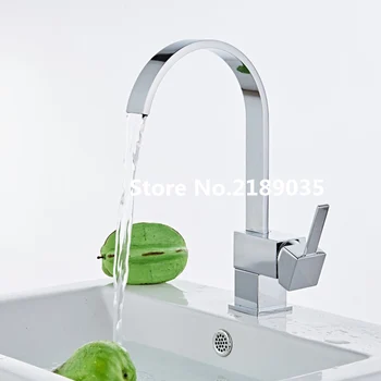 

Solid Brass Kitchen Faucets Silver Single Handle Single Hole Handle Swivel 360 Degree Water Mixer Tap Brass Kitchen sink faucet