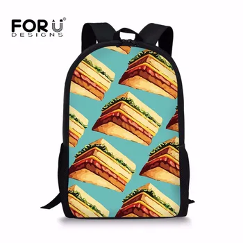 

FORUDESIGNS Schoolbags 3D Sandwich Print Book Bags Fit Shoulder for 9-11 years old Boys Girls Children Students School Rucksack