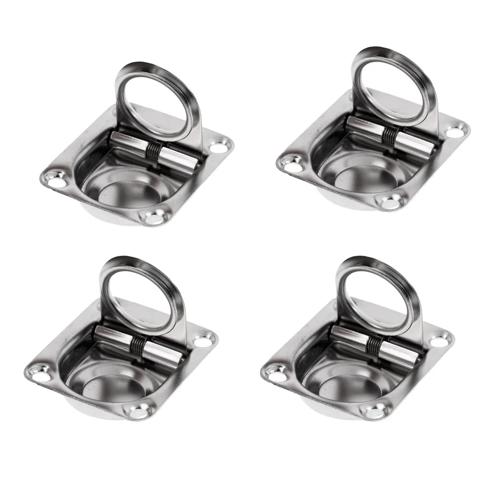 4 Pieces Marine Boat Deck Hatch Flush Ring Pull - Stainless Steel 43x 36mm