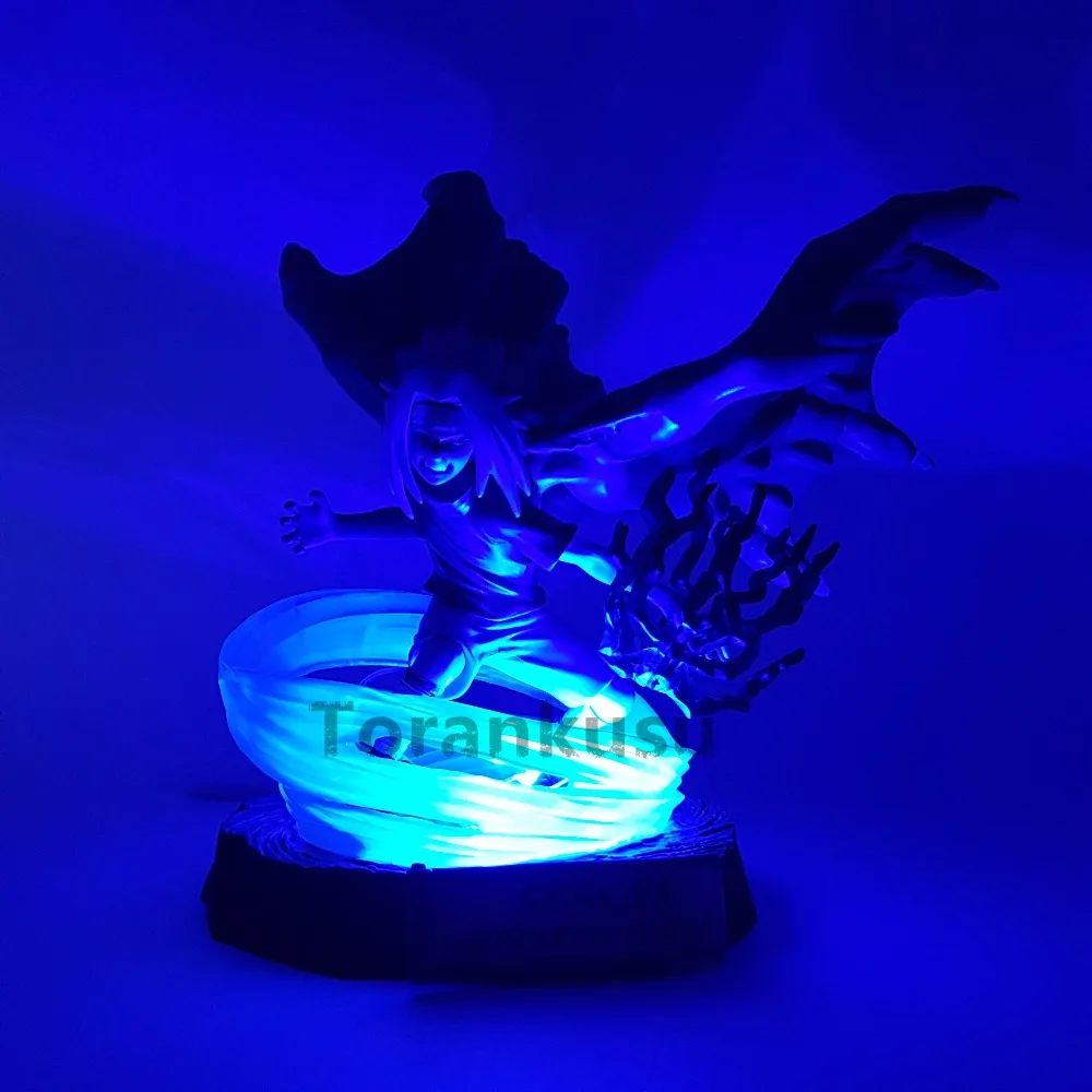 ПВХ экшн фигурка Uchiha Sasuke аниме игрушки Naruto Shippuden Movie Evil Chidori 180 мм со светодиодной