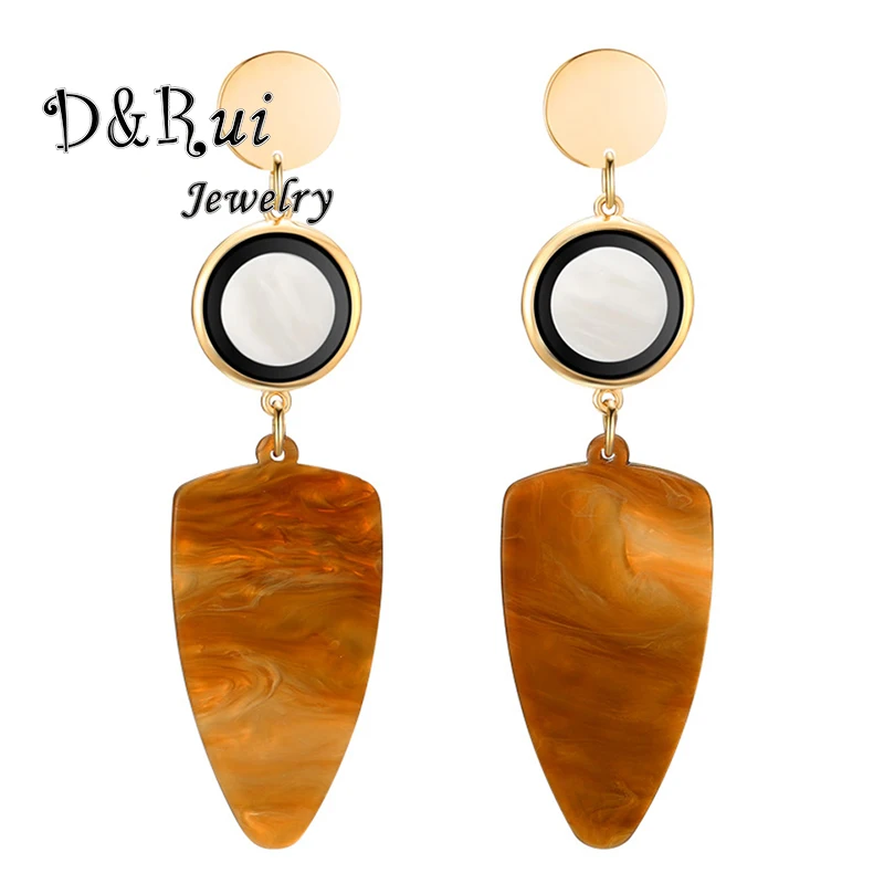 

2019 Hot Sale Boho Statement Triangular Circle Acrylic Earring Women's Dangle Drop Big Geometric Resin Indian Earings for Women