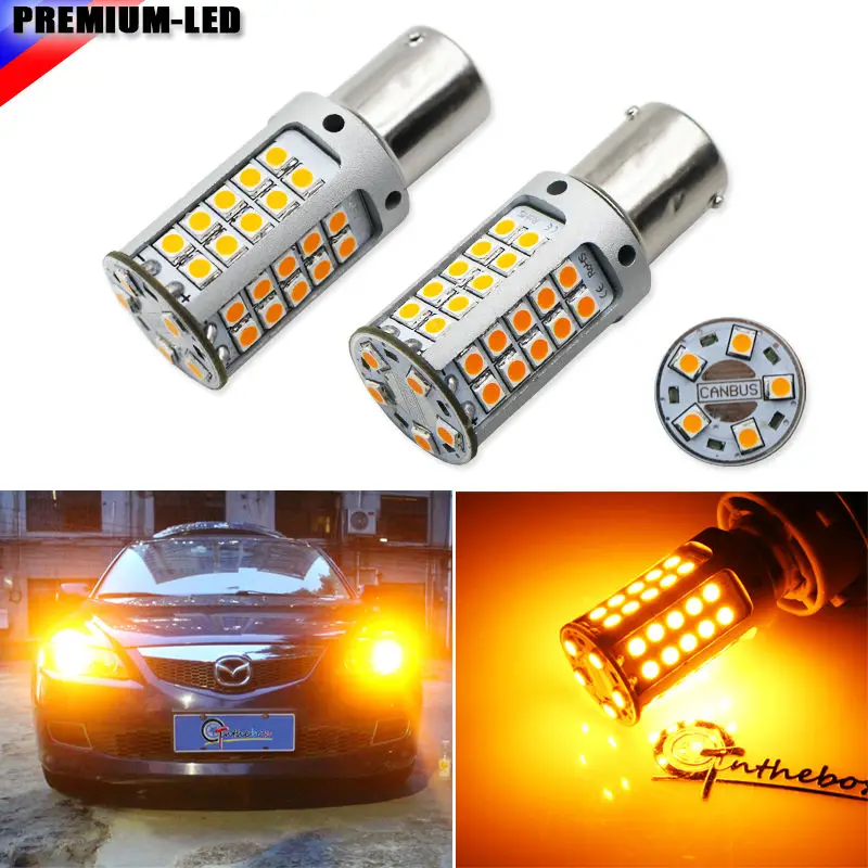 (4) Без Hyper флэш 21 W высокой Мощность Янтарный 1156 7506 7528 BA15s P21W светодиодный лампы для
