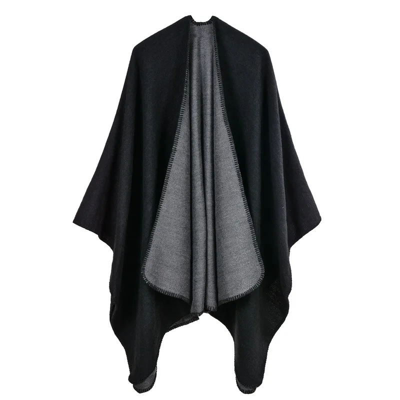 

2019 Spring autumn winter wrap swing open stitch long scarf shawl large size loose stripe knit cardigan sweater knitted