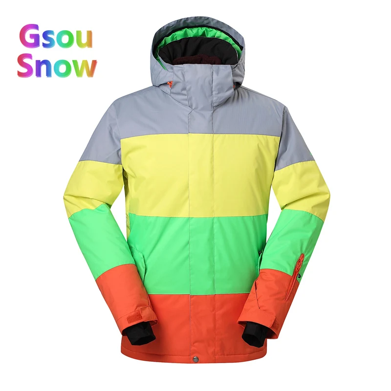 Gsou sonw Спорт на открытом воздухе Зимние Для мужчин решетки Сноубординг Теплее лыж Куртки camouflag Водонепроницаемый волновой точки Лыжный Спорт Костюмы - Цвет: 1403 2 Jacket