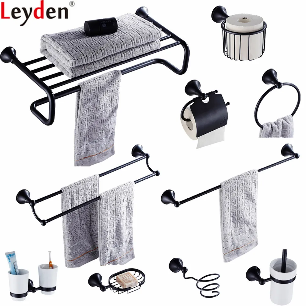 Leyden Bathroom Accessories Set ORB Brass Towel Shelf Rack Toilet Ppaer ...