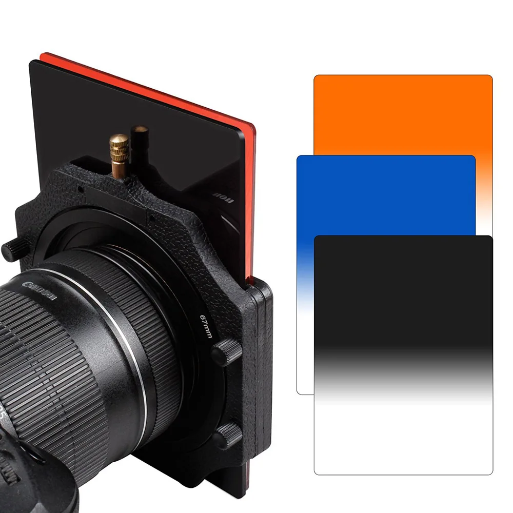 Zomei 5 in 1 Square Z-PRO Series Filter Holder Support + Adapter Ring + Gradual Orange + Gradual Blue + Gradual Grey Filter