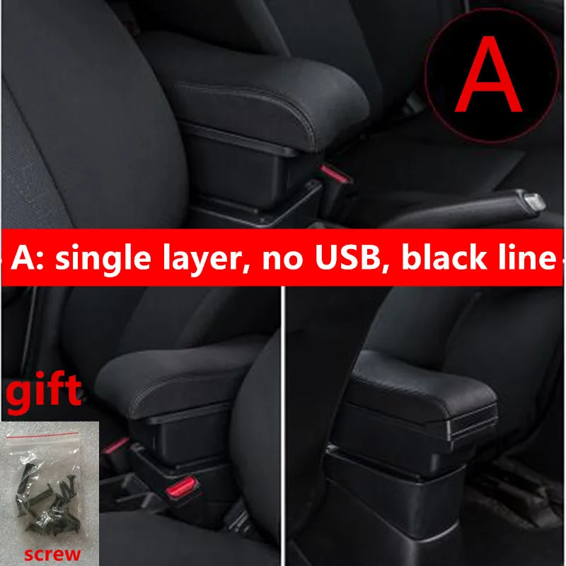 For nissan note armrest box central Store content box products interior Armrest Storage car-styling accessories parts - Color Name: A black black line