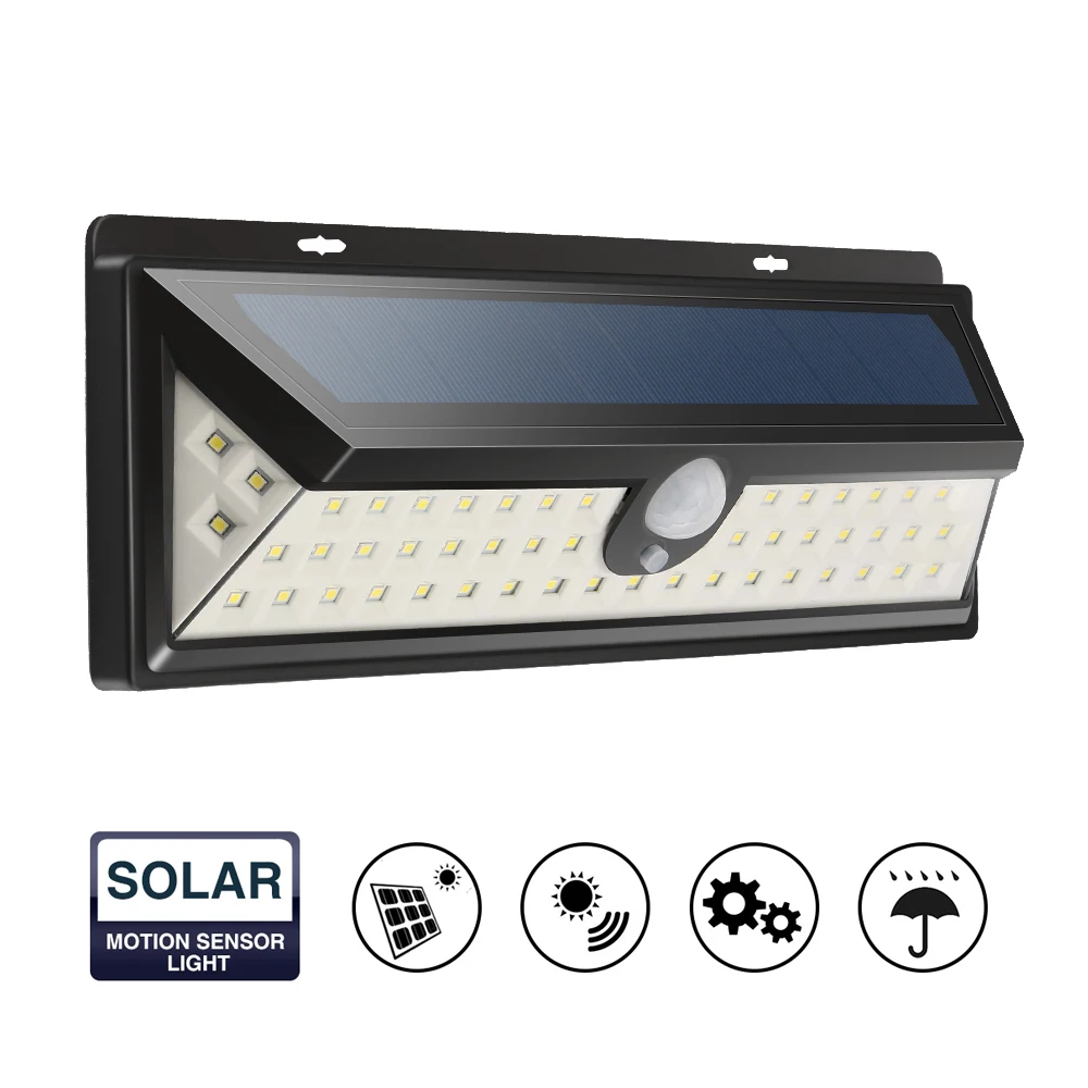 Водонепроницаемый 54LED Солнечный свет 2835 SMD человеческий инфракрасный PIR датчик движения Белый настенный на солнечной энергии лампа наружная безопасность ночник