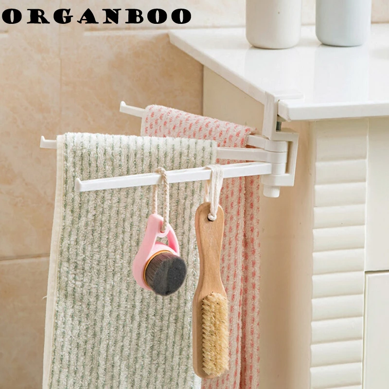 organboo 1 pz cucina regolare asciugamano appeso detriti scaffale organizzatore cucina 3 girevole ganci bagno salviette