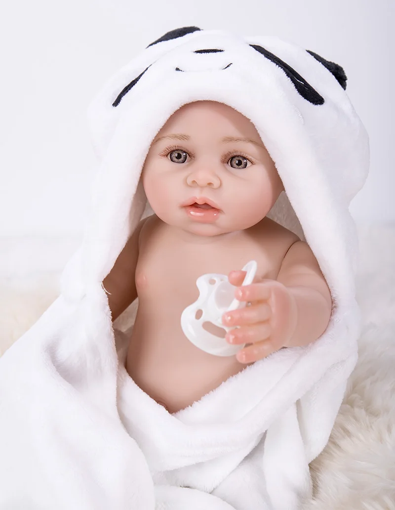 

43cm Full Silicone Reborn Baby Doll Toy Vinyl Newborn menina barehead fashion white skin Bebe Alive Bathe Toy Kid Birthday Gift