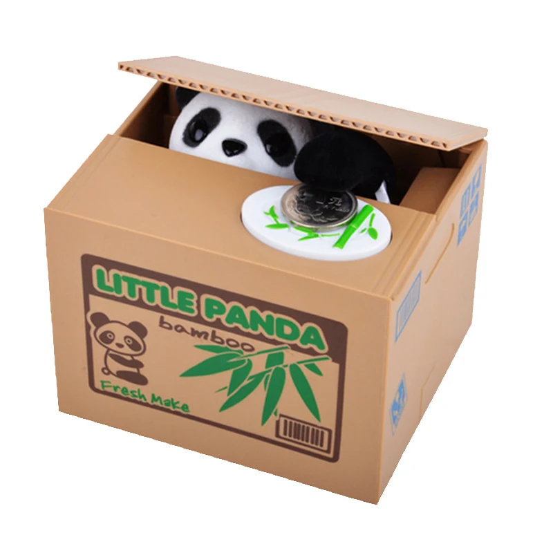 Electric Cute Cartoon Automated Lovely Cat Panda Stealing Bank Saving Box Coin Bank Gift for Children Kids Toy