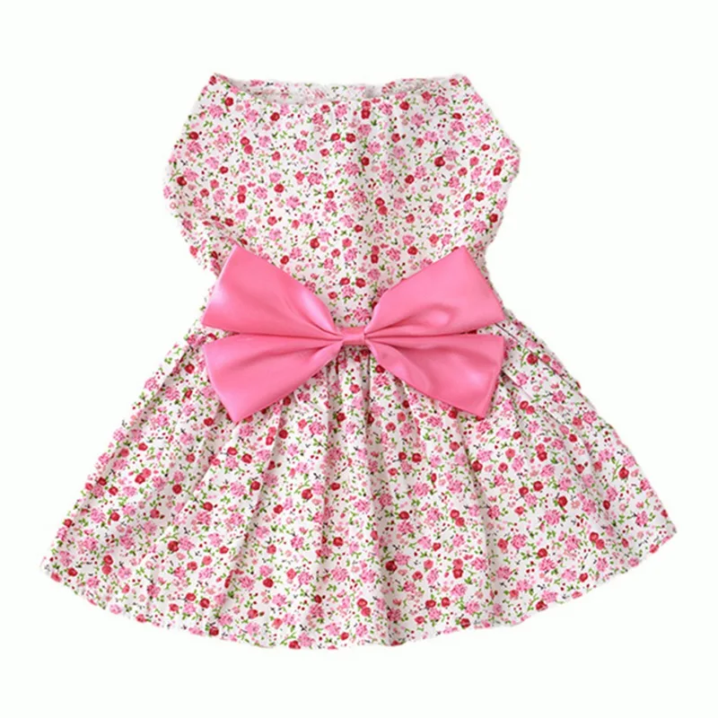 

Dog Dress Lovely Floral Bow Pet Dog Clothes for Wedding Dress Skirt Puppy Clothing Spring Fashion Jean Pet Clothes