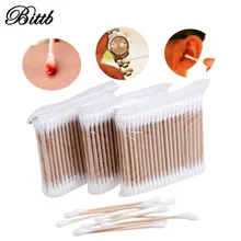 Bittb 100 шт./упак. Красота жидкость для снятия косметические ватные палочки для чистки ювелирных изделий Make Up носа, чистка ушей косметические средства аптечка первой помощи Наборы