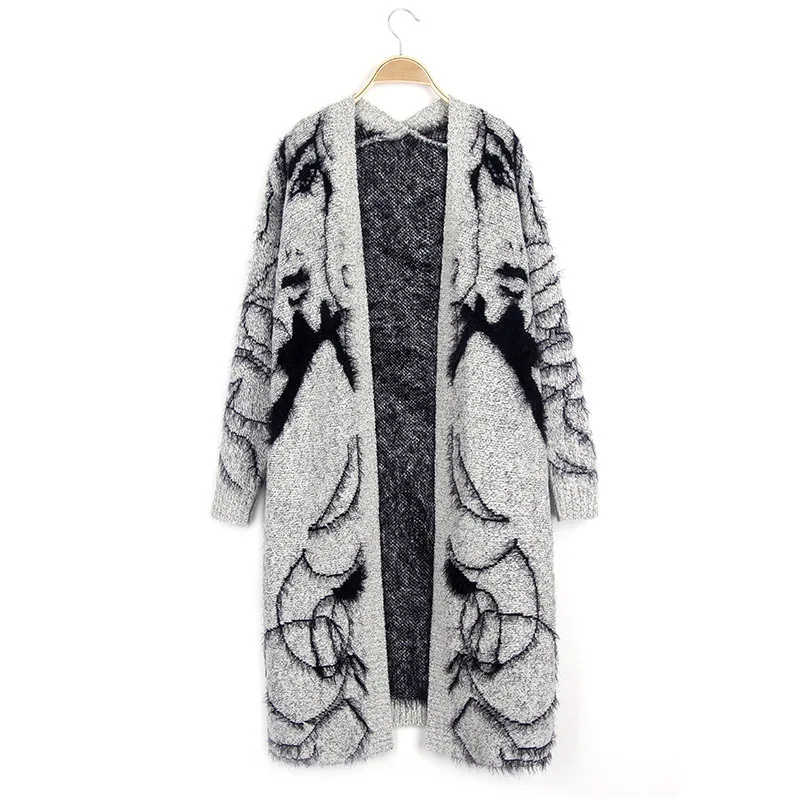 Осенне-зимний женский свитер, новинка, свободный простой кардиган с вышивкой, пальто, длинный шаль, свитер, рубашка, одежда, vestidos MMY031