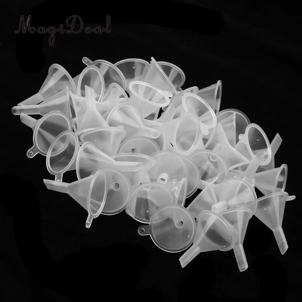 Bulk Lot of 50pcs Transparent Plastic Mini Funnels For Filling Small Essential Oils Bottle Container Flask Funnel