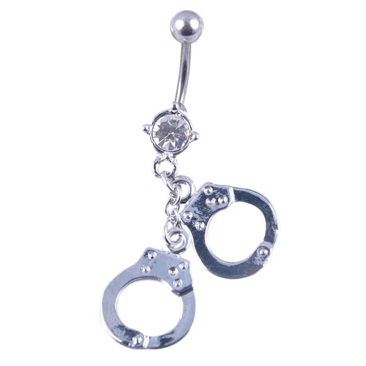 

Trendy Handcuffs Shaped Crystal Rhinestones Inlaid Navel Belly Button Ring Body Piercing Jewelry Accessories Body-0008