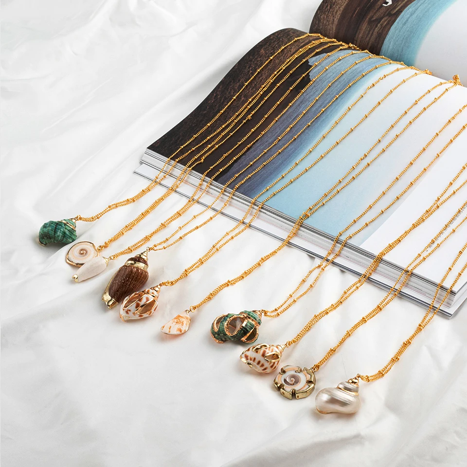 Boho Conch Cowrie Seashell Sea Shell ожерелья с подвесками для женщин 2019 модные летние пляжные
