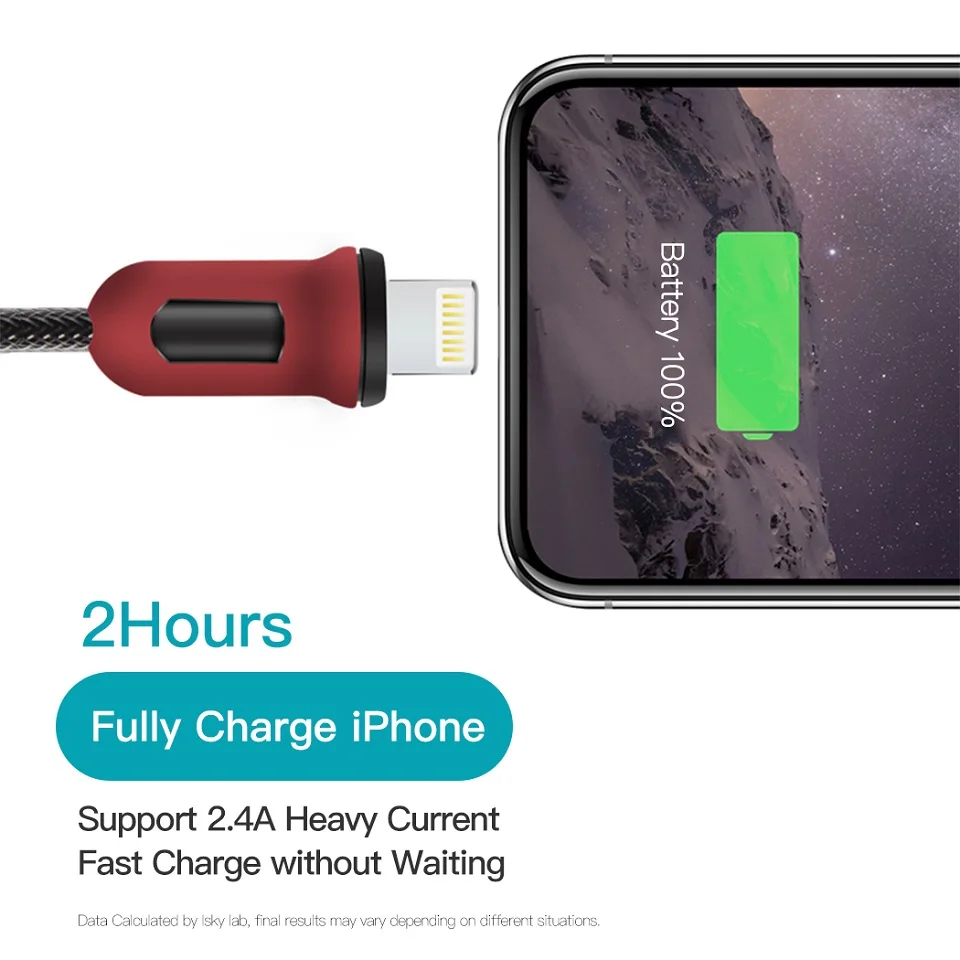 Кабель Snowkids для iPhone X 8 7 6 5 XR XsMax iPad красный и черный армированный дизайн|cable for|phone