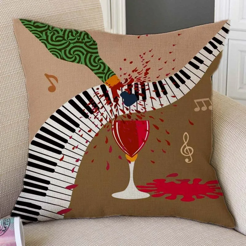 Nordic Abstract Geometric Musical Instruments Home Decor Pillow Case Music Notes Piano Keyboard Sax