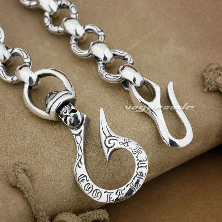 Men's 925 Sterling Silver Totem Changing Fate Wallet Chain Fish Hook Waist  Pendant 8F001WC2 - AliExpress