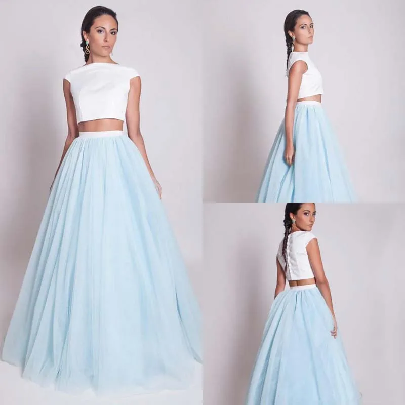 New-Design-Cheap-Simple-2-Pieces-ProDress-Light-Blue-A-Line-Floor-Length-Cap-Sleeve