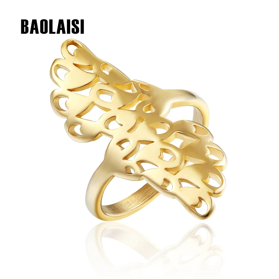 

BAOLAISI 2017 Brand New Eagle Shaped Trendy Hyperbole Ring Gold-Color Stainless Steel Rings For Women Party Populor Jewelry