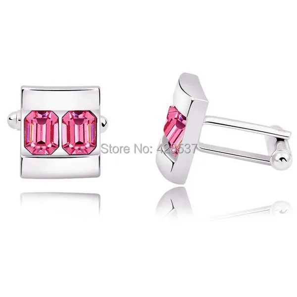 

Free Shipping 925 Silver Austria Crystal Rhinestones Father Day Men Cufflinks for Gifts