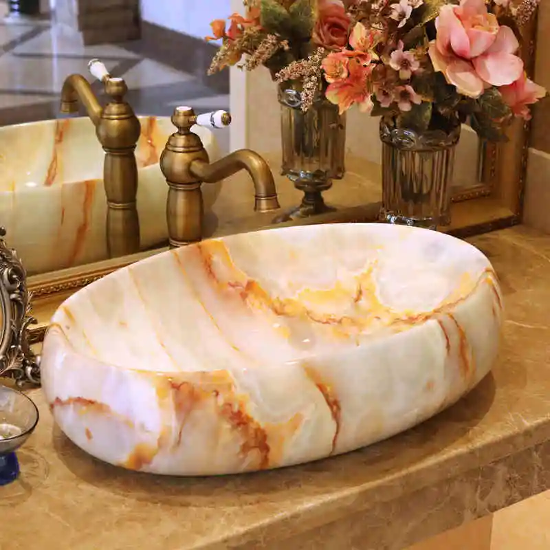 Europe Vintage Style Ceramic porcelain Counter Top Wash Basin Bathroom Sink ceramic bowl wash basin oval shape (3)