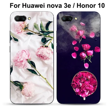 

2pcs For Huawei Nova 3E case Honor 10 back cover Beautiful flower Soft shell For Huawei Nova3E cases Honor10 COL-AL10 phone case