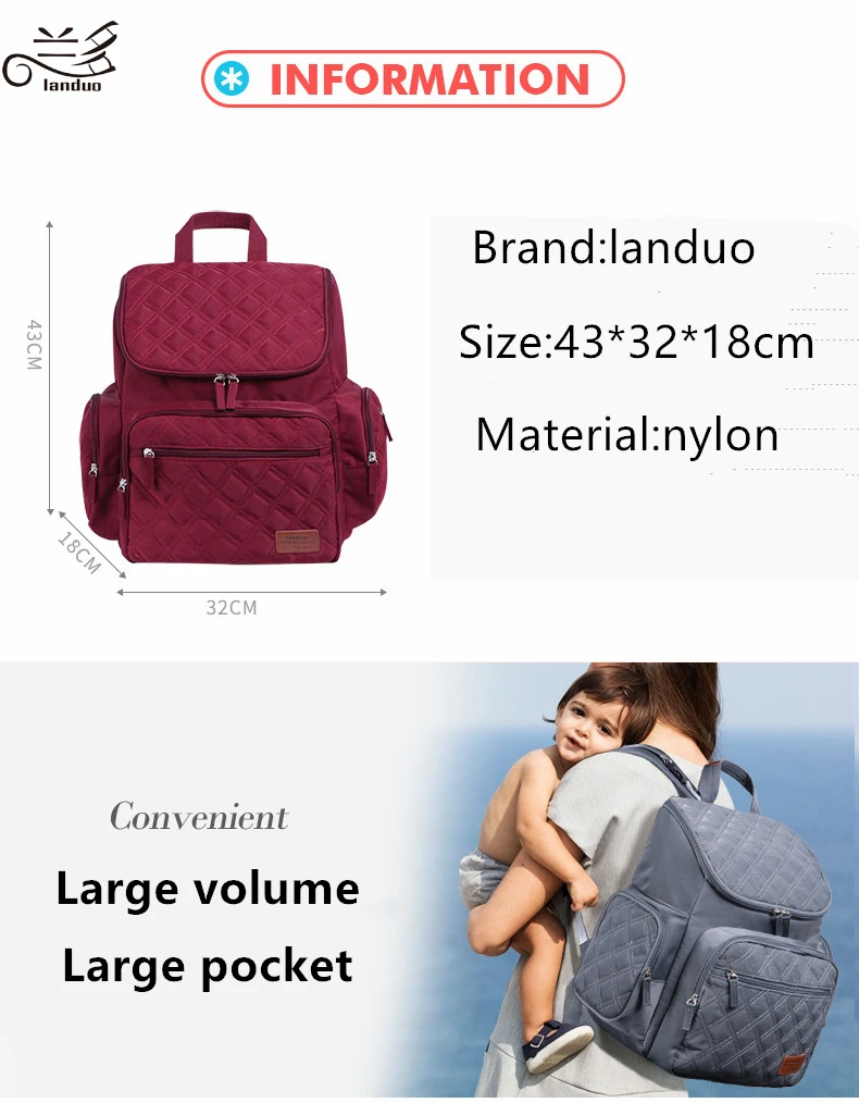 LAND Mommy сумки для подгузников для мам большой емкости дорожный рюкзак для подгузников с пеленальным ковриком удобные детские сумки для кормления MPB37
