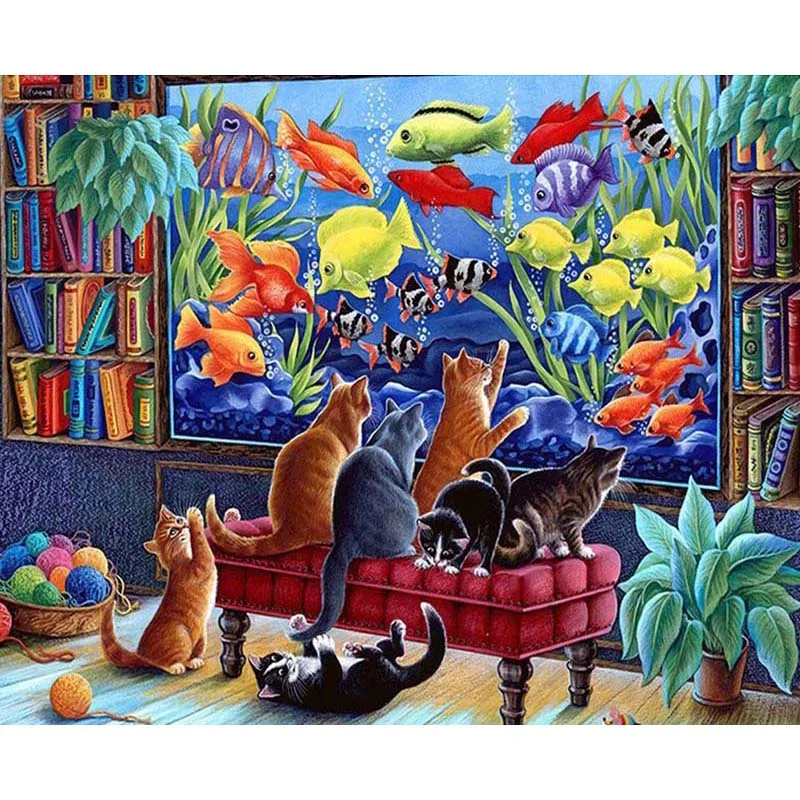 

Cartoon Cat DIY Resin Beads Full Square/Round 5D Diamond Painting Embroidery Cross stitch Animal kitten Home Decor Wall Painting