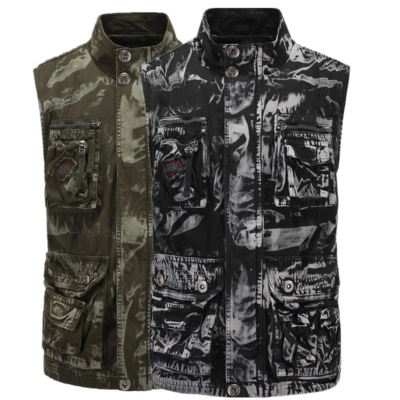 

2019 New Men's Mountaineering Vest Men's Tooling Camouflage Cotton Vest Sleeveless Jacket Work Clothes Men Tactical Streetwear