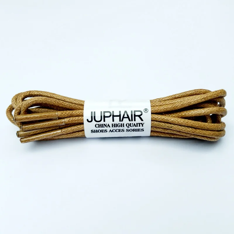 JUP1-12 Pair Khaki Laces Waxed Round Shoelaces Sneaker Laces Solid Polyester Twisted Boots Shoes High Quality Brand Fashion Lace