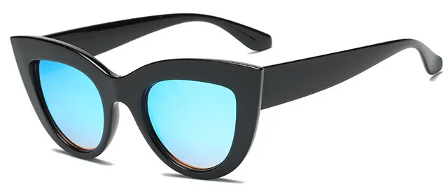 Новые женские солнцезащитные очки CatEye, матовые черные брендовые дизайнерские солнцезащитные очки Cateye для женщин UV400 - Цвет линз: black blue