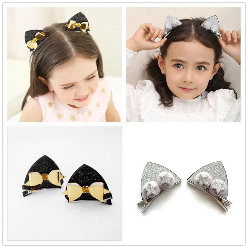 2017 Cute Cat Ears Girls Kids Hair Clips Hairpin Haar Accessories For