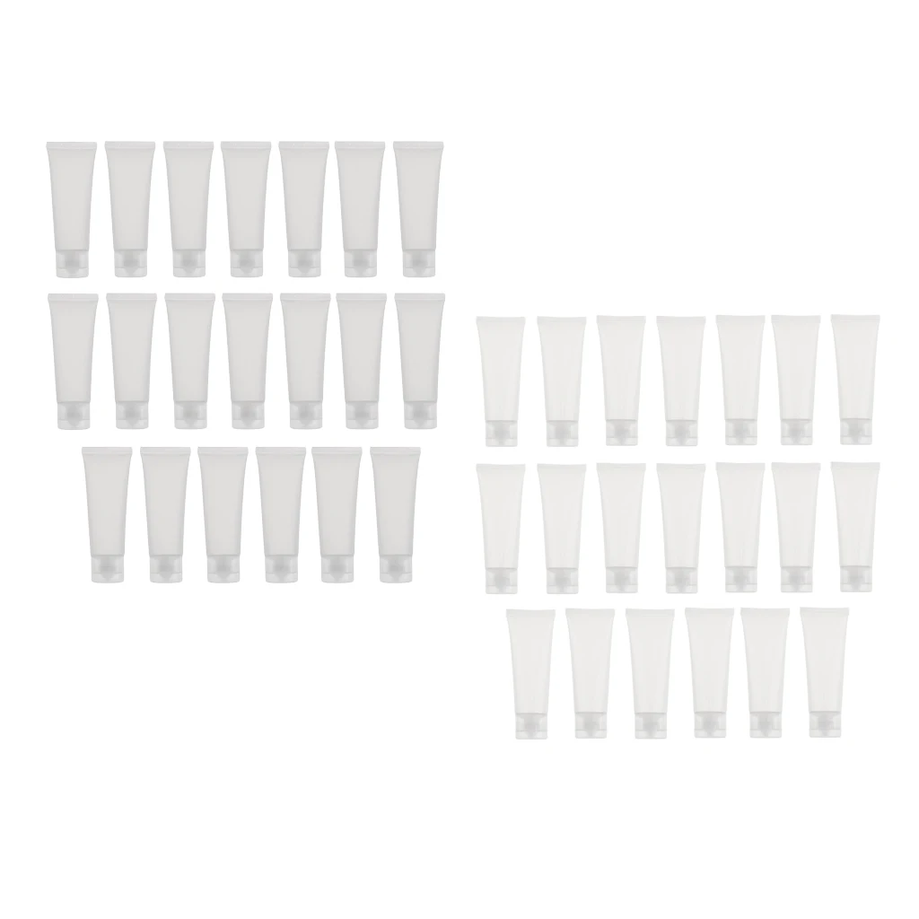 

40PCS 50ml Frosted Smooth Empty Plastic Tubes Bottles Clear Containers For Body Lotion Cream Shampoo with Flip Lid for DIY