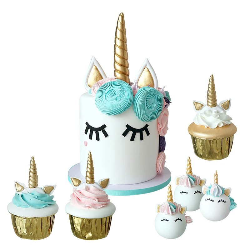 

SWEETGO Artificial Unicorn cupcake fake fondant cake mold 6 inch clay dessert decorating for showcase photography props