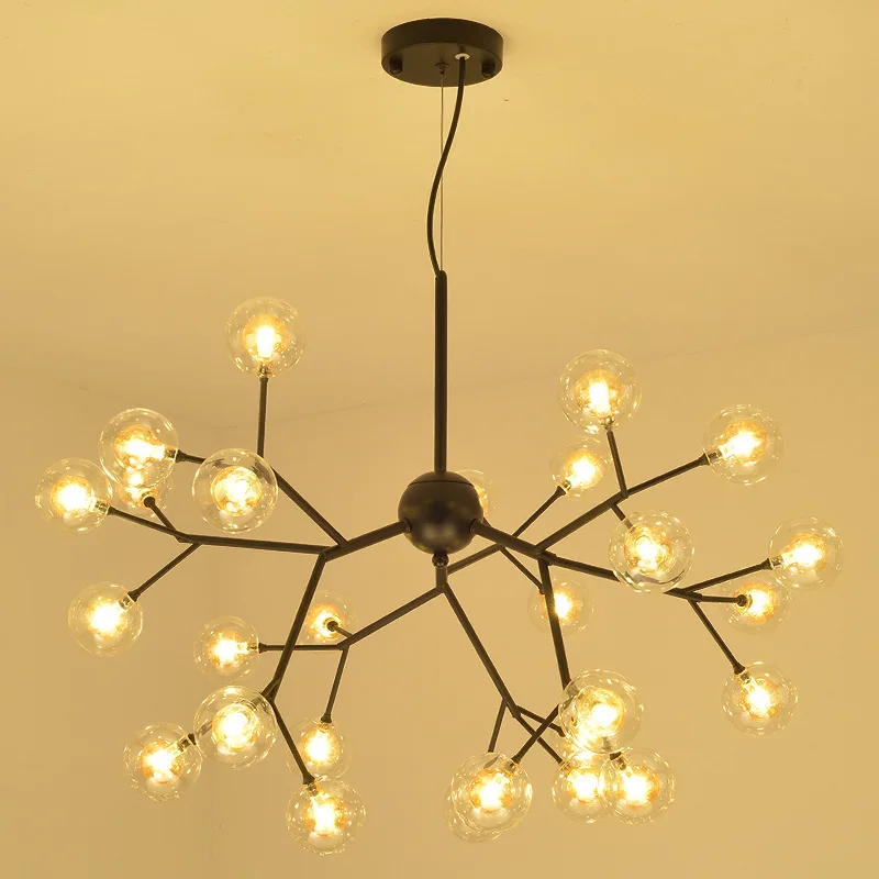

Nordic modern iron herringbone branch pendant light glass ball bubble living room restaurant bedroom bar hanging lighting E27