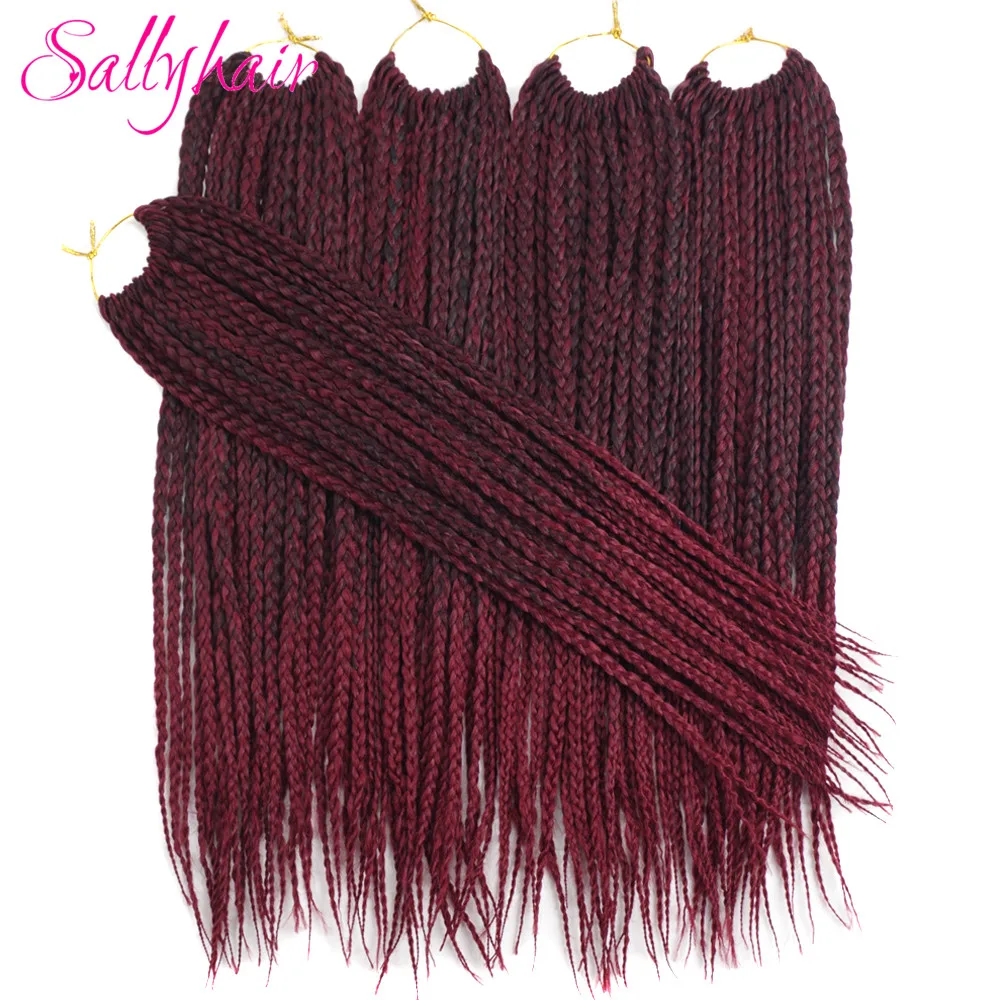 Sallyhair Brands 3X Afro Box Braids 22inch 22 Pcspack Synthetic Crochet Ombre Tow Tone Braiding Hair Extensions Black Brown Bug (43)