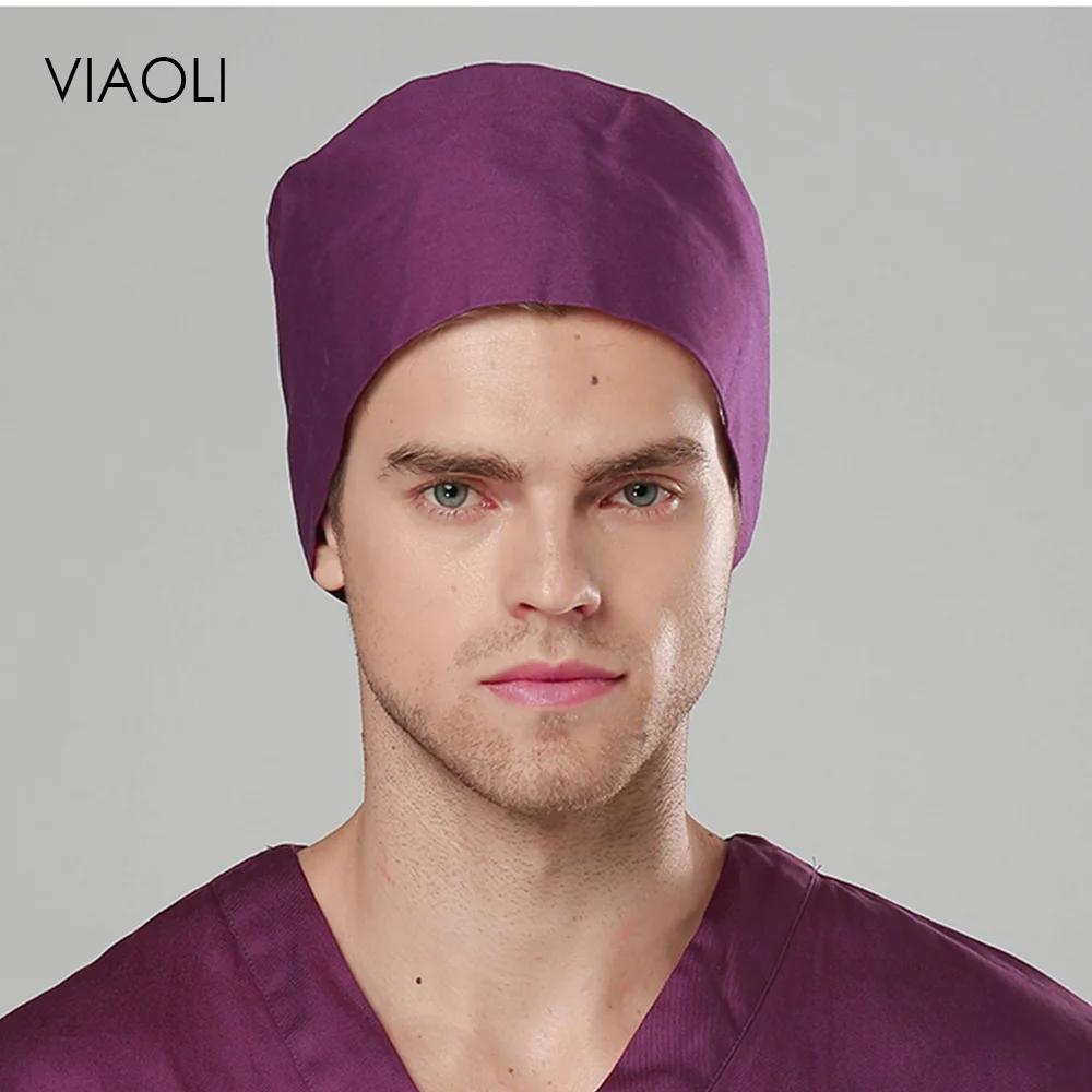 

High quality 3 Colors Hospital Solid Color Medical Caps Cotton Surgical Caps Doctor Nurse Scrub Lab Clinic Dental Scrub Caps