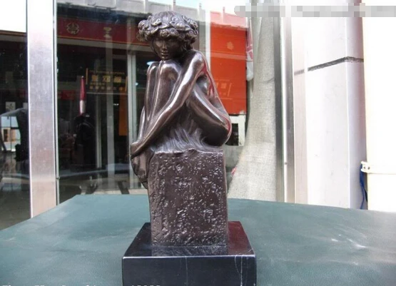 

Collectible bronze lion statue S0242 Western Pure Bronze Copper Carved Virgo woman Art sculpture statue (B0413)