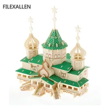 Русский Рождественский домик DIY Деревянные 3D головоломки игрушки домашние декоративные строительные игрушки для взрослых детские подарки