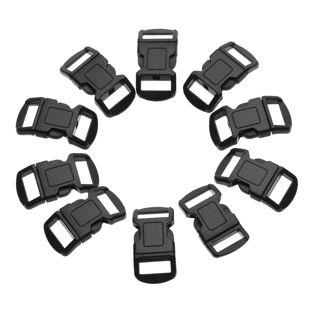

10 PCs 10mm Adjustable Plastic Hardware Dual Side Release Curved Buckles Tatical Backpack Belt Bag Parts Strap Emergency Gear