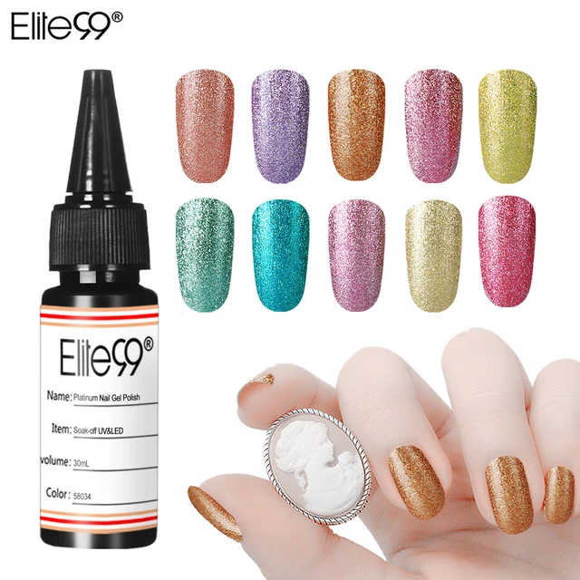 Elite99 30ML Bling Platin Gel Nagellack Organischen Kunst Lack Lack UV LED Tränken Weg Maniküre Salon Tränken weg UV Nagel Lack